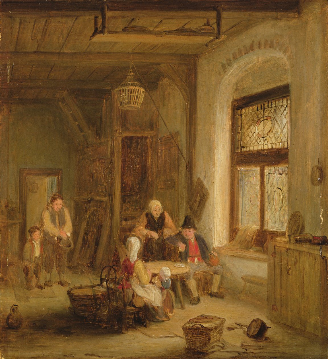 Interiér s postavami u okna od David Wilkie