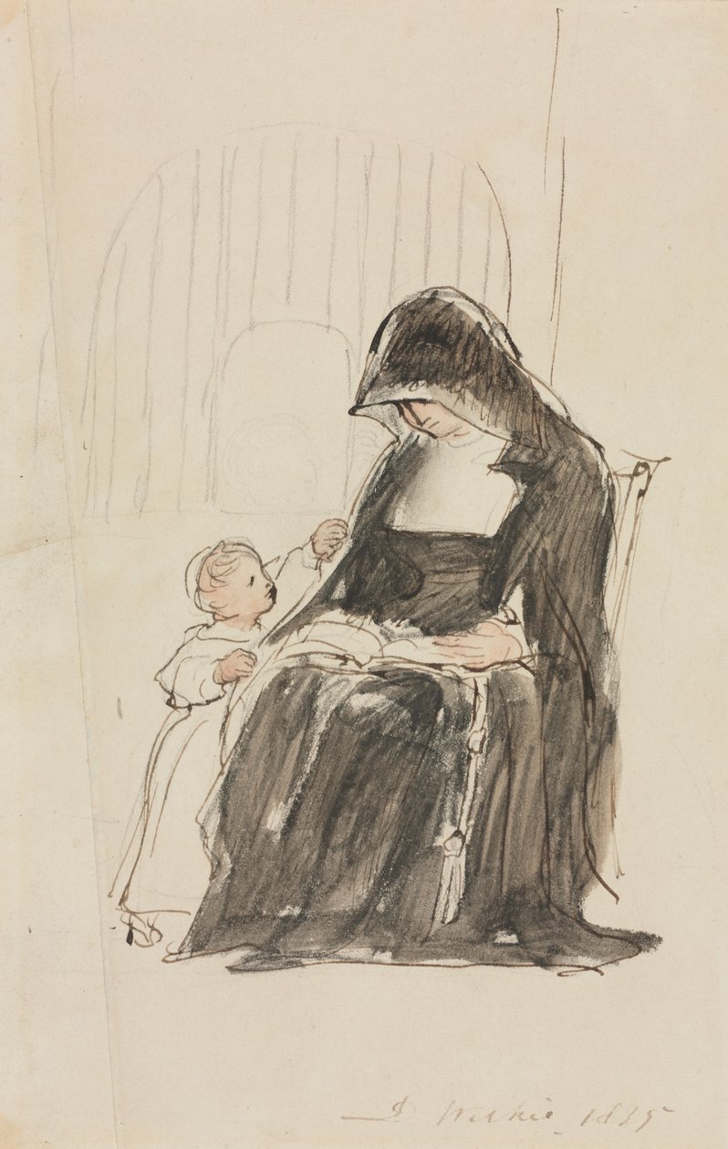 Jeptiška Čtení dítěti od David Wilkie
