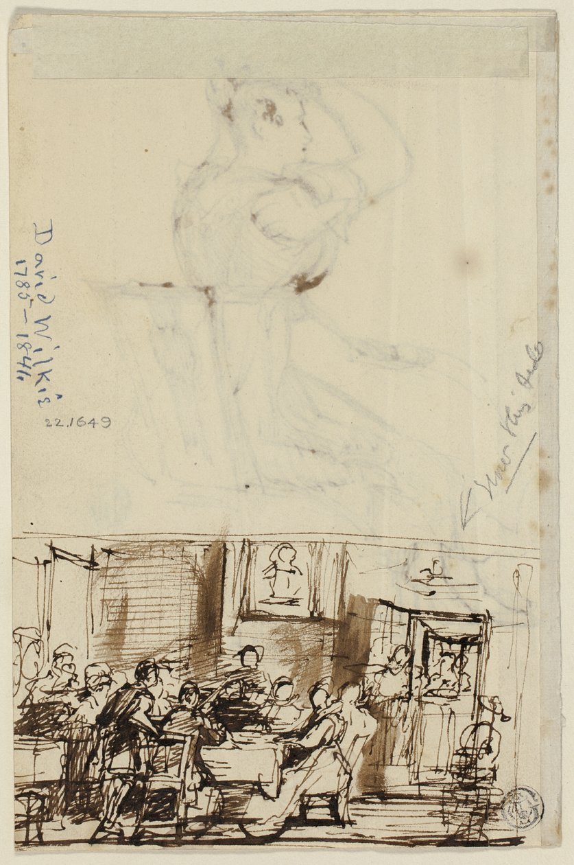 Lidé u stolu (recto) a studie pro záchod na chatě (verze) od David Wilkie
