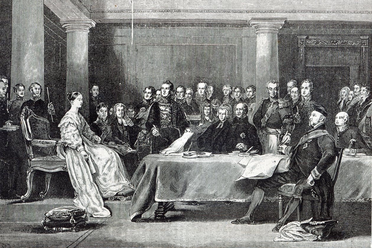 První rada královny, z „Hodiny volného času“, 1888 od David Wilkie