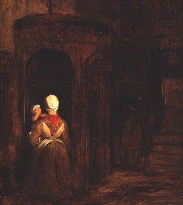 Žena s dítětem klečící u zpovědnice od David Wilkie