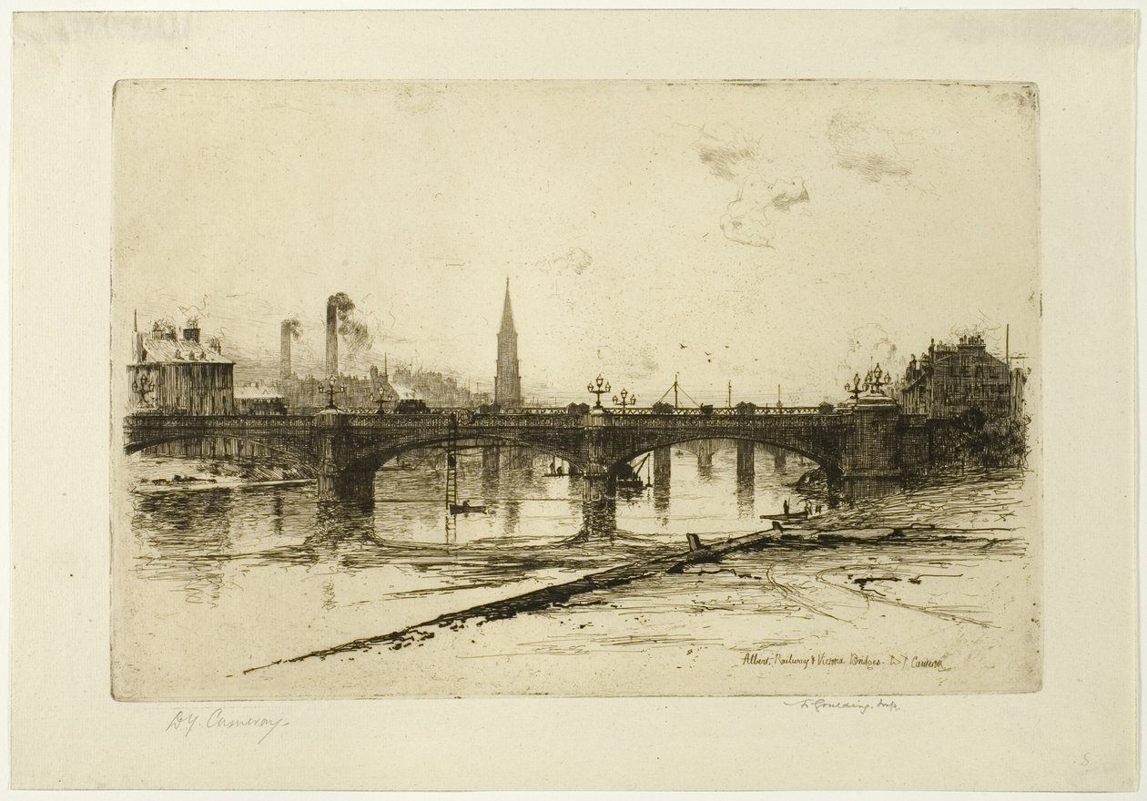 Albert, Railway a Victoria Bridges, deska šest z Clyde Set od David Young Cameron