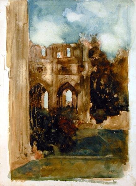 Dryburgh Abbey (akvarel na papíře) od David Young Cameron