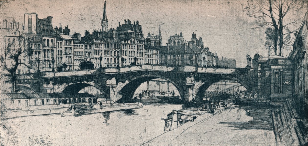 Pont Neuf: deska jedna z pařížské sady, 1904 od David Young Cameron