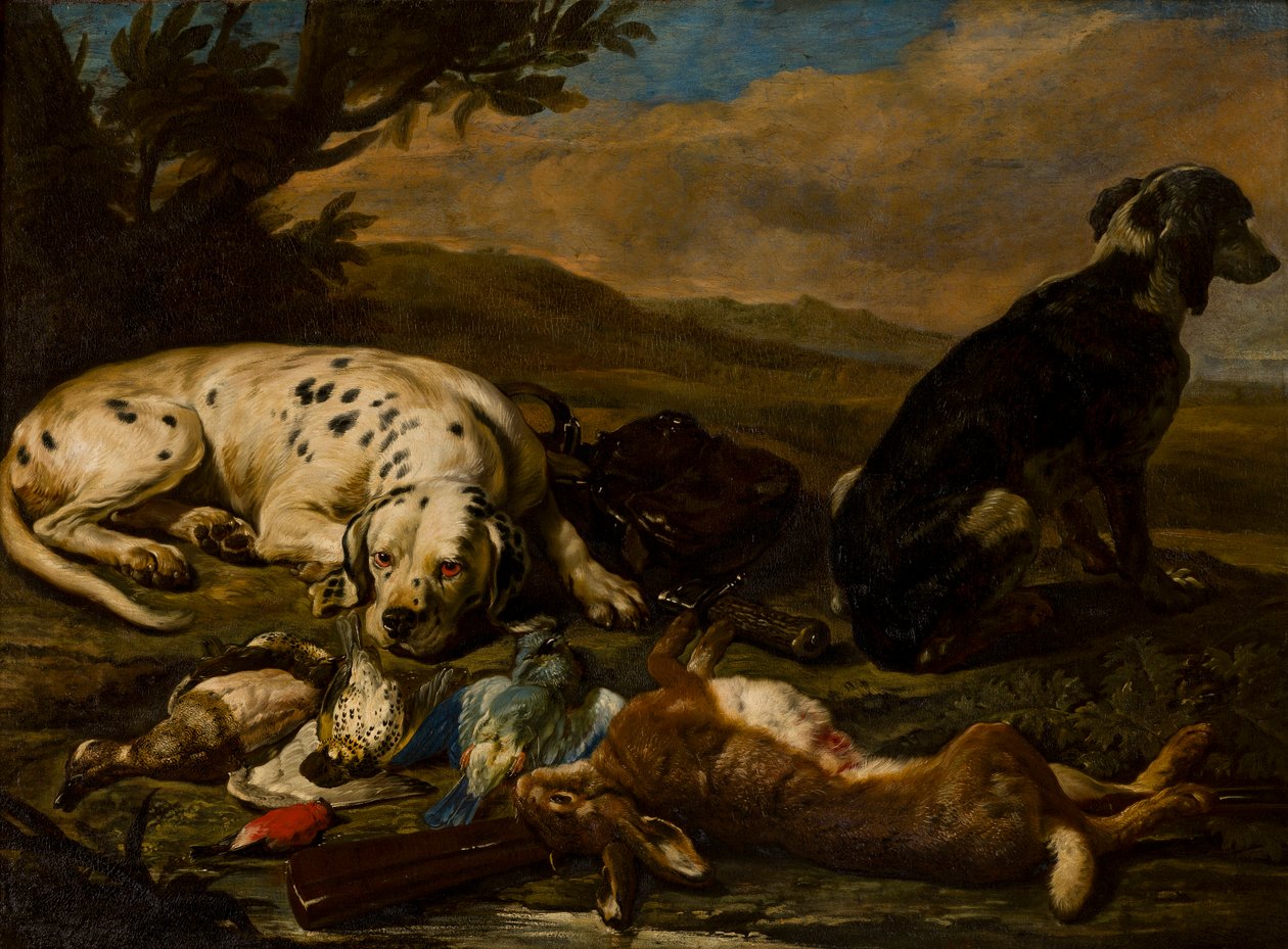 Zátiší podle Huntingu, kolem 1665-1701 (olej na plátně) od David de Koninck