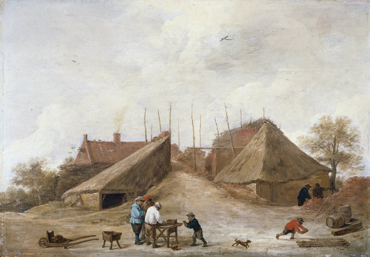 Farma s figurkami kolem stolu od David Teniers the Younger