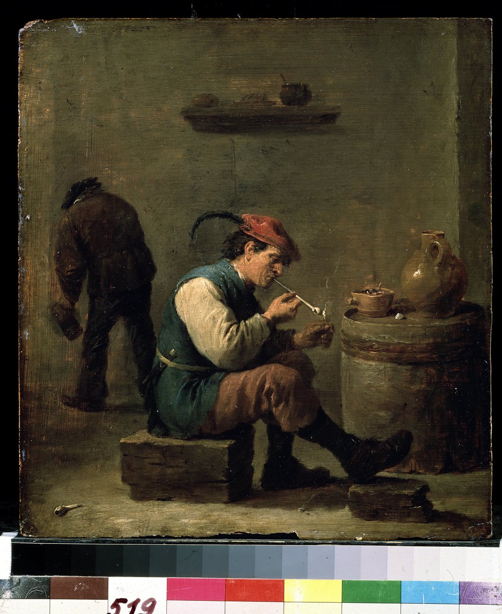 Kuřák, cca 1630 (olej na dřevě) od David Teniers the Younger