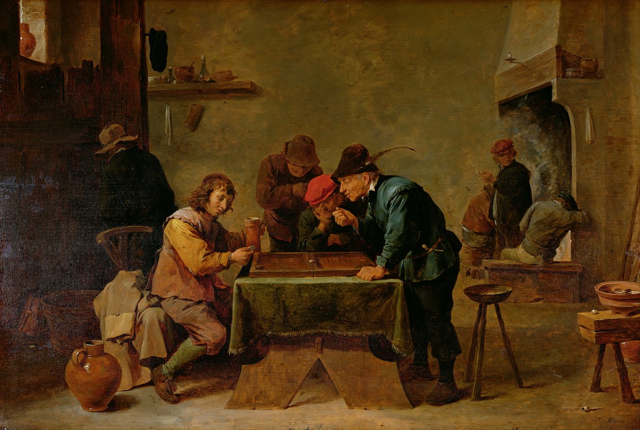 Backgammon Players, cca 1640-45 (olej na dřevě) od David Teniers the Younger