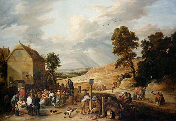 Country tanec před hostincem (olej na plátně) od David Teniers the Younger