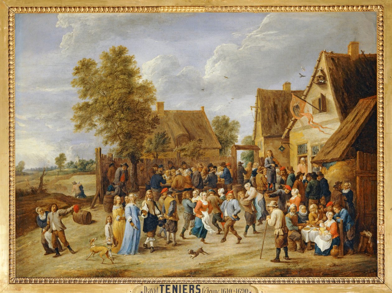 Vesnická slavnost se šlechtickým párem ... od David the Younger Teniers