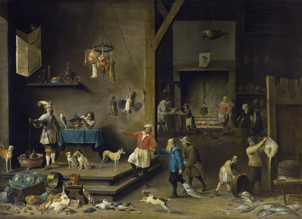 Kuchyně - David Teniers, mladší (1610-1690). Olej na plátně od David Teniers the Younger