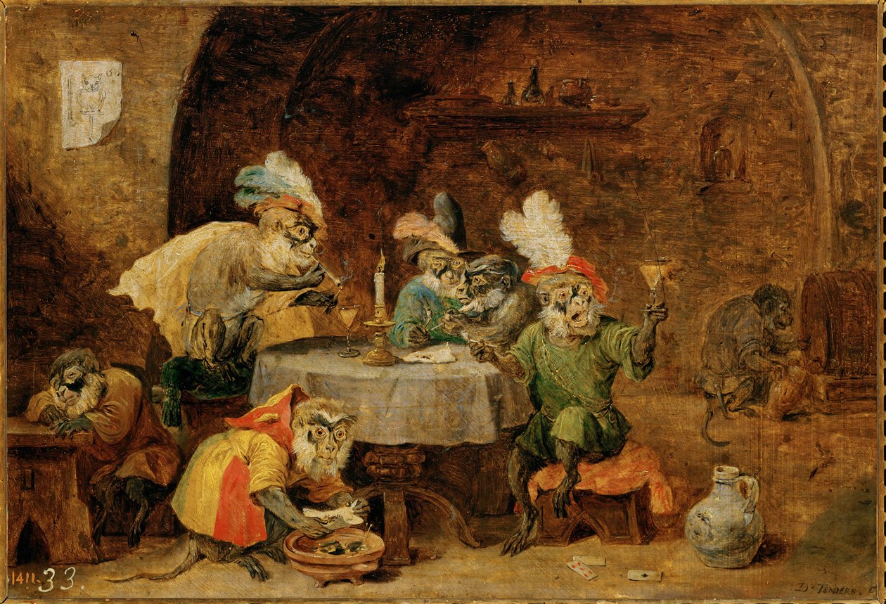 Opice pijí a kouří... od David the Younger Teniers