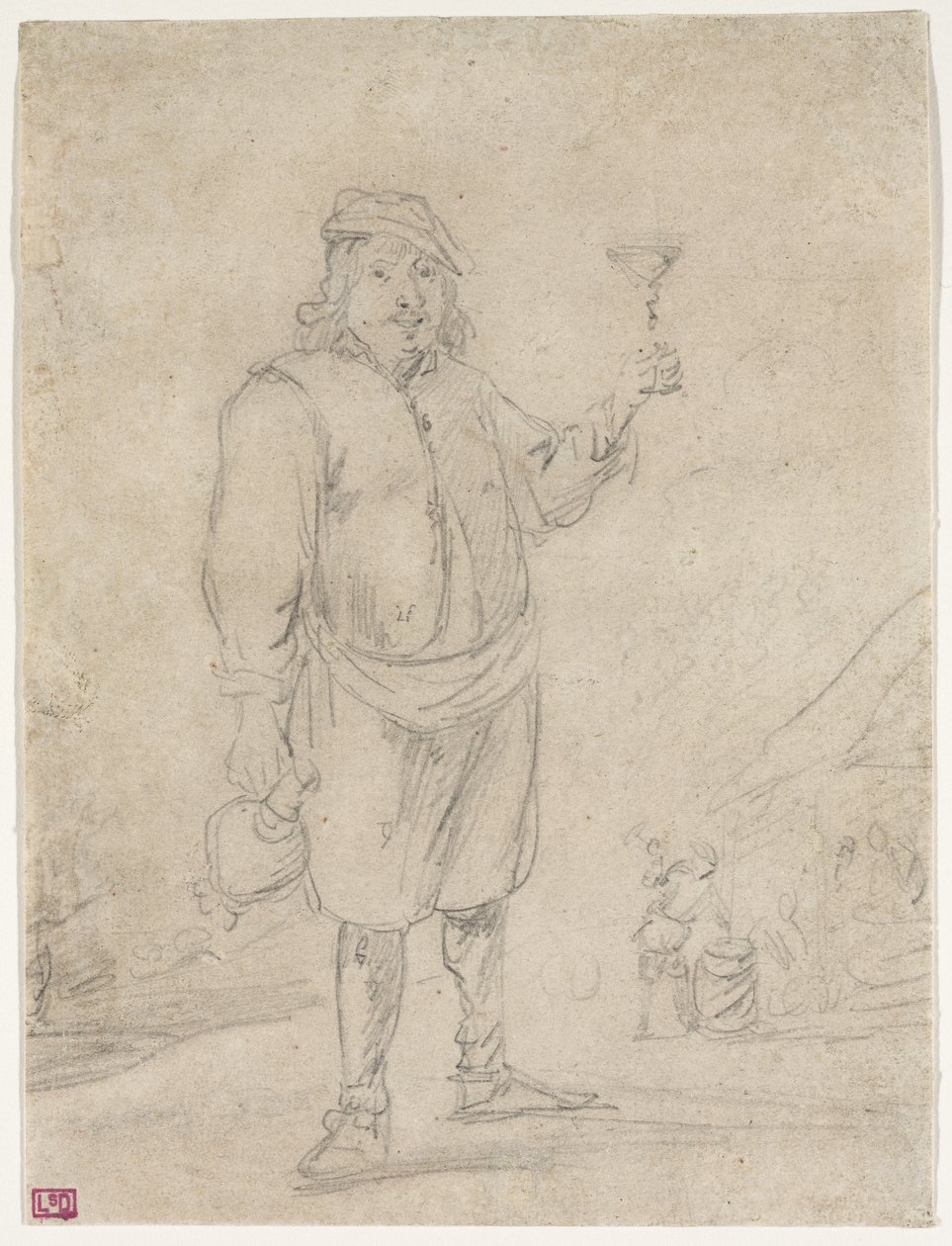 Rolník zvedá sklenku vína, kolem roku 1644 od David Teniers the Younger