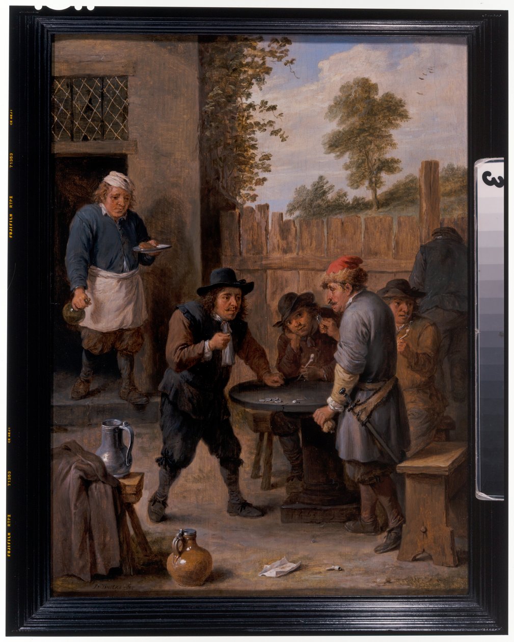 Rolníci hrají kostky před hostincem od David the Younger Teniers