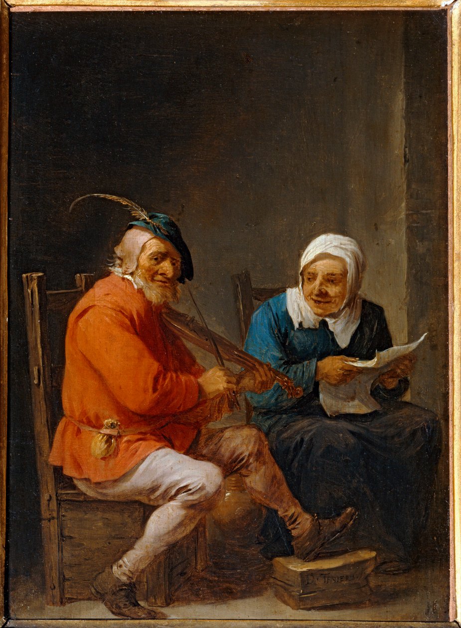 Malé duo: hráč na coververze a zpěvák... od David the Younger Teniers
