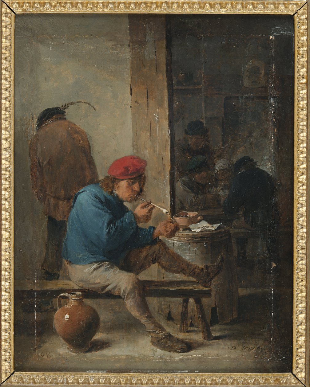 Scene de taverne avec fumeurs - Krčmová scéna s kuřáky, Teniers, David, mladší (1610-1690). Olej na dřevě. Rozměr: 23,9 x 19 cm. Národní muzeum Stockholm od David Teniers the Younger