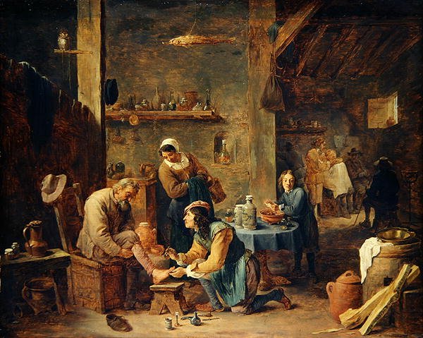 Barbers Shop (olej na dubu) od David Teniers the Younger