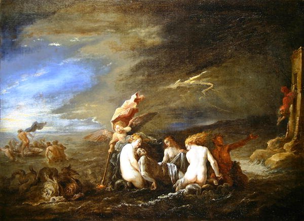 Utopený Leander nesený Nereidami od David Teniers the Younger
