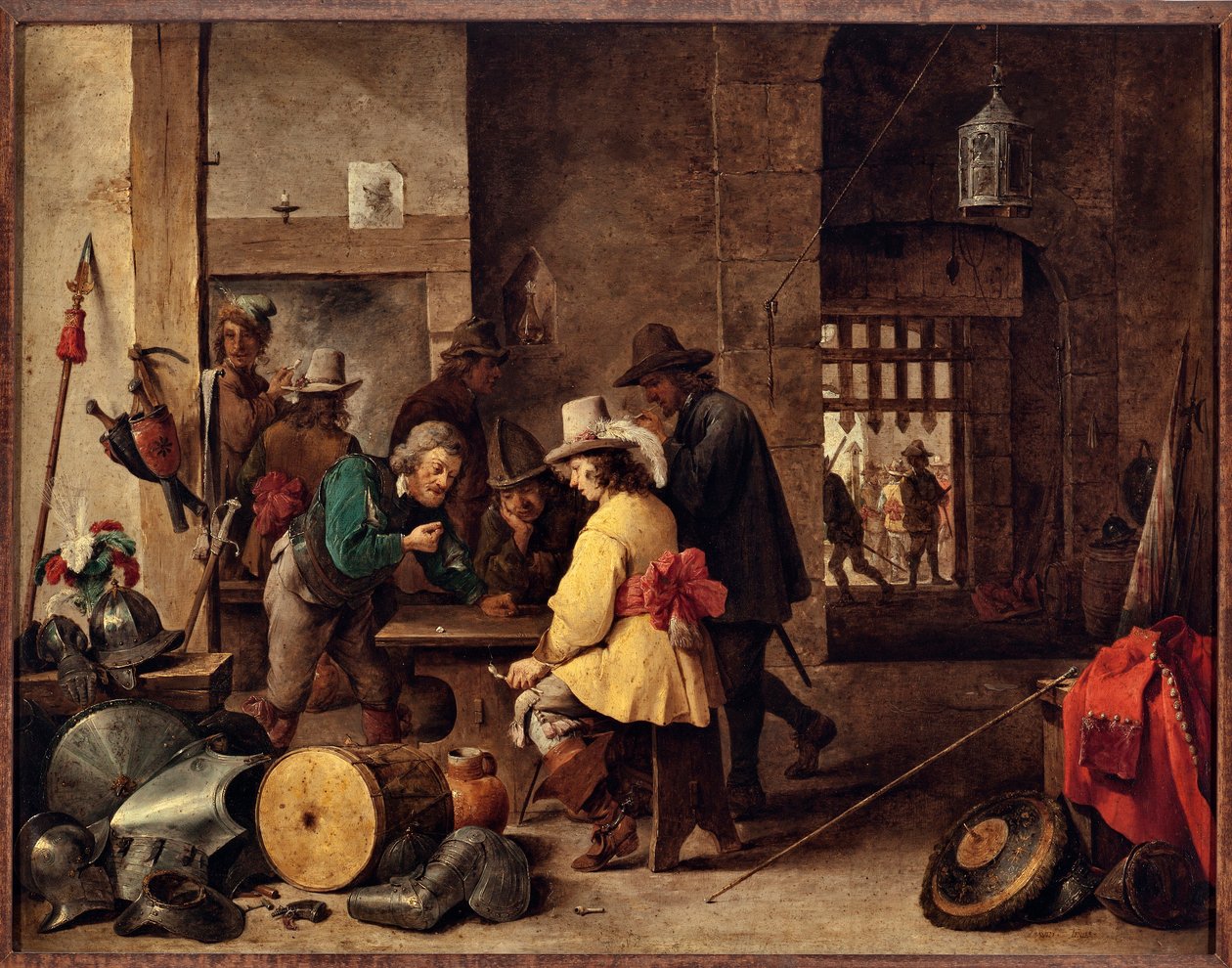 Strážní domek, vojáci hrající a sázející Obraz od Davida Tenierse mladého (1610-1690) od David Teniers the Younger