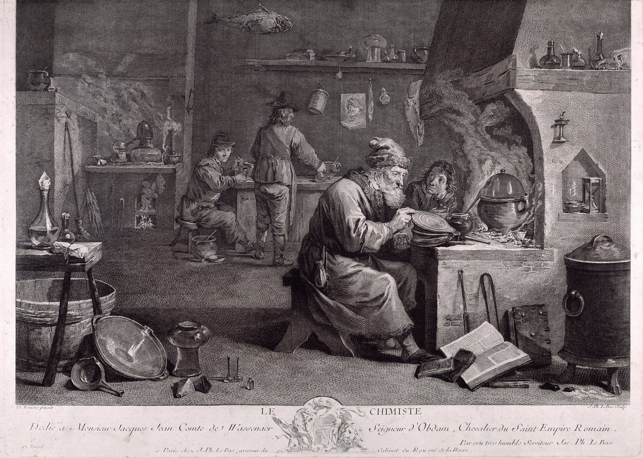 Laboratoř alchymisty (rytina) od David Teniers the Younger