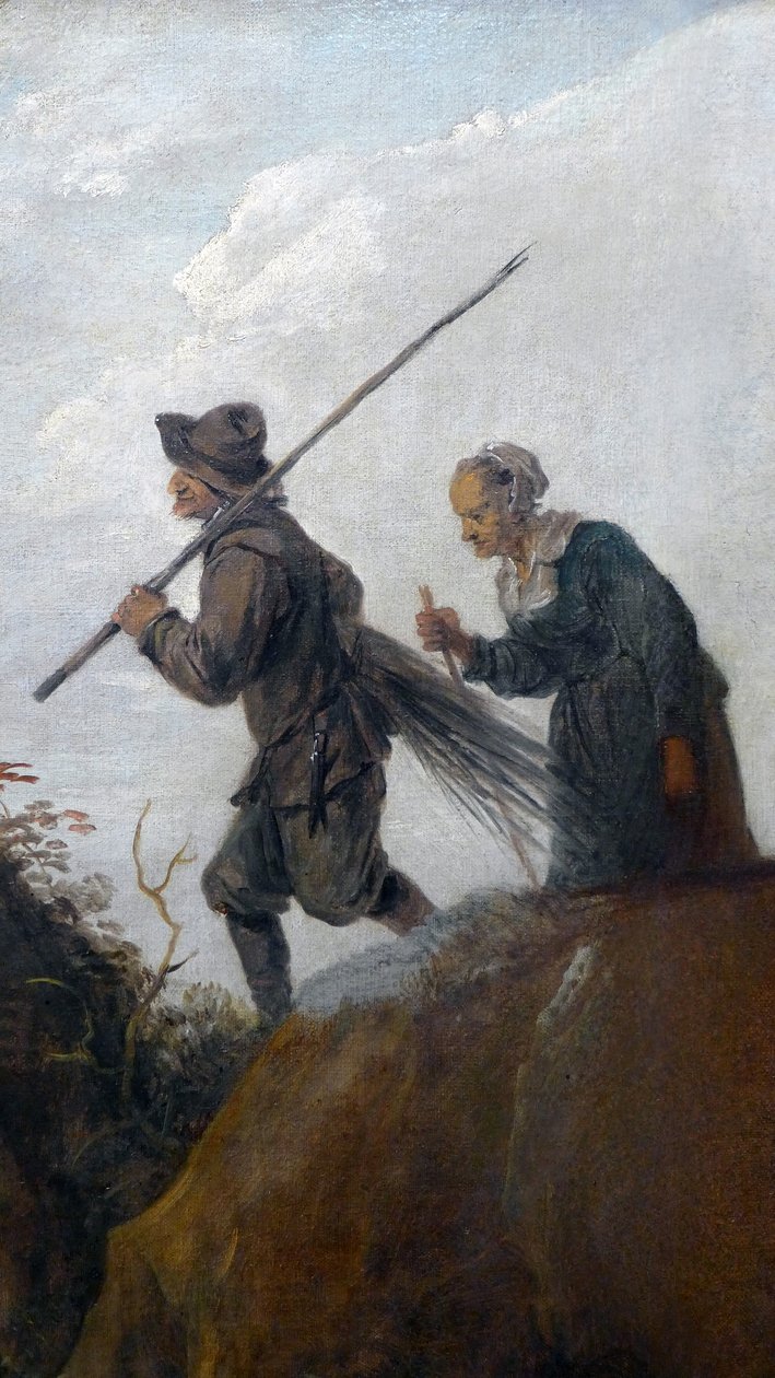 Dřevorubci: detail páru dvou starých rolníků od David Teniers the Younger