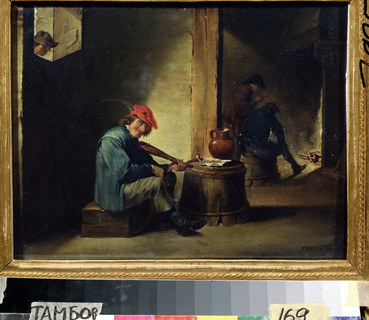 Hudebník (Muzikant). Obraz Davida Tenierse mladšího (1610-1690). Olej na dřevě, 26,3 x 37,8 cm. Vlámské umění, barokní styl. Oblastní galerie umění, Tambov (Rusko). od David Teniers the Younger