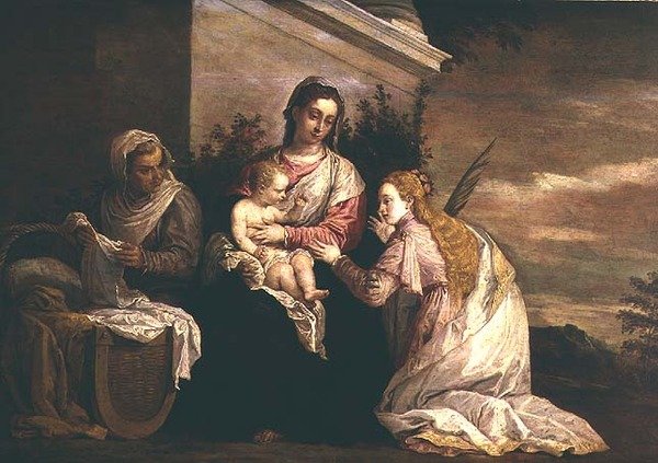 Panna s dítětem a svatá Kateřina od David Teniers the Younger