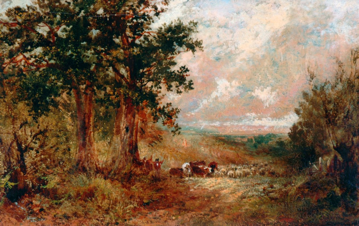A Warwickshire Lane (olej na plátně) od David the younger Cox