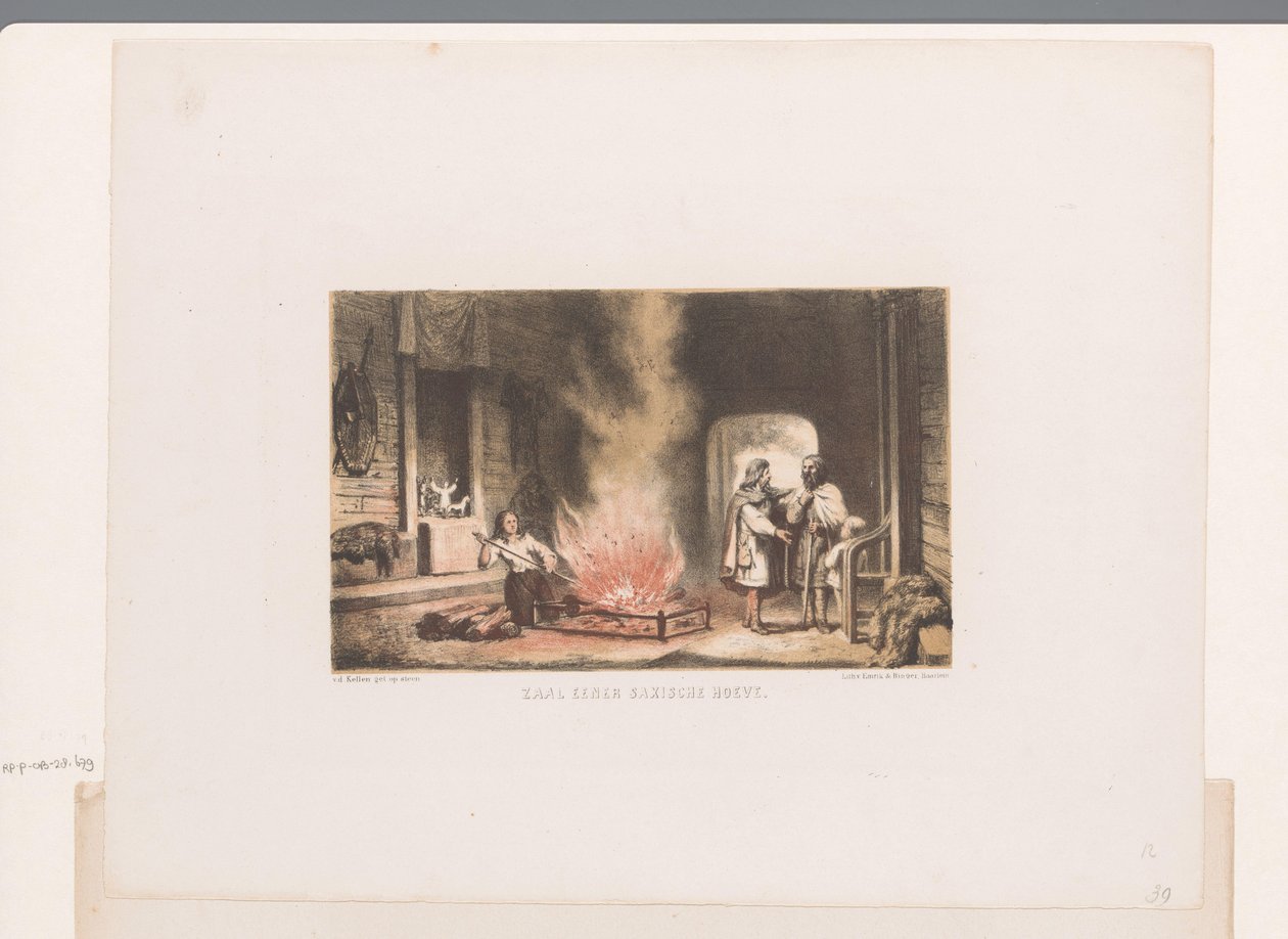 Interiér saského statku Hall of a Saxische Hoeve (název na objektu) od David van der Kellen