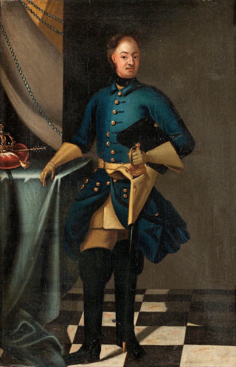 Portrét švédského krále Karla XII. (1682-1718) - Malba Davida von Kraffta (1655-1724), olej na plátně, cca 1716, 46,5x30,5 cm - Portrét švédského krále Karla XII., Olej na plátně od David von Krafft - Soukromá sbírka od David von Krafft