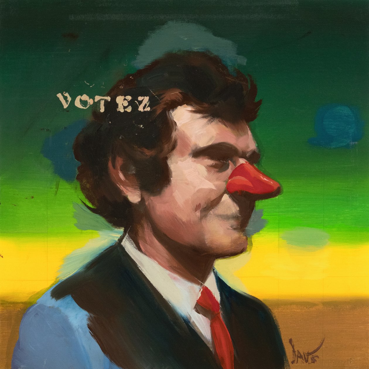 Marcel Broodthaers 19 (Votez), 2023 (olej na plátně) od Davis Lisboa