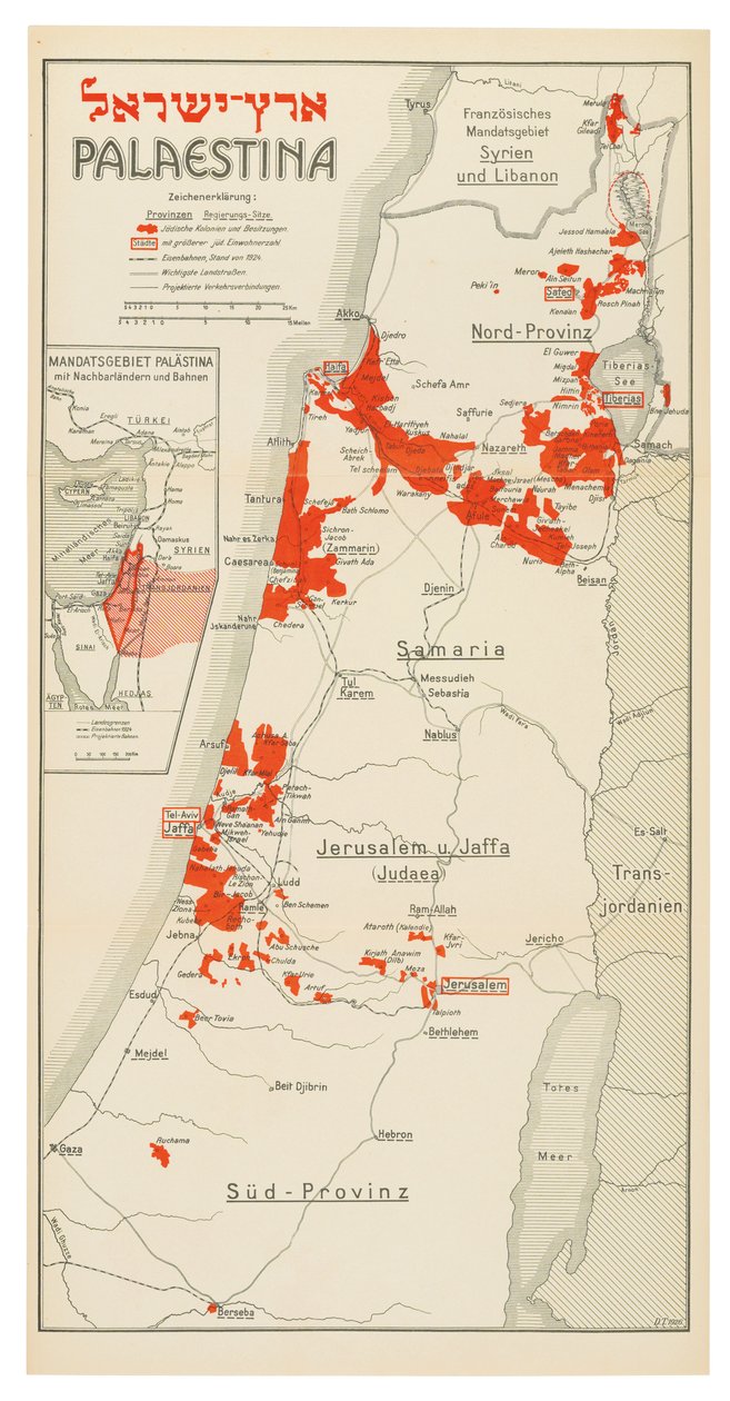 Mapa Palestiny od Davis Trietsch