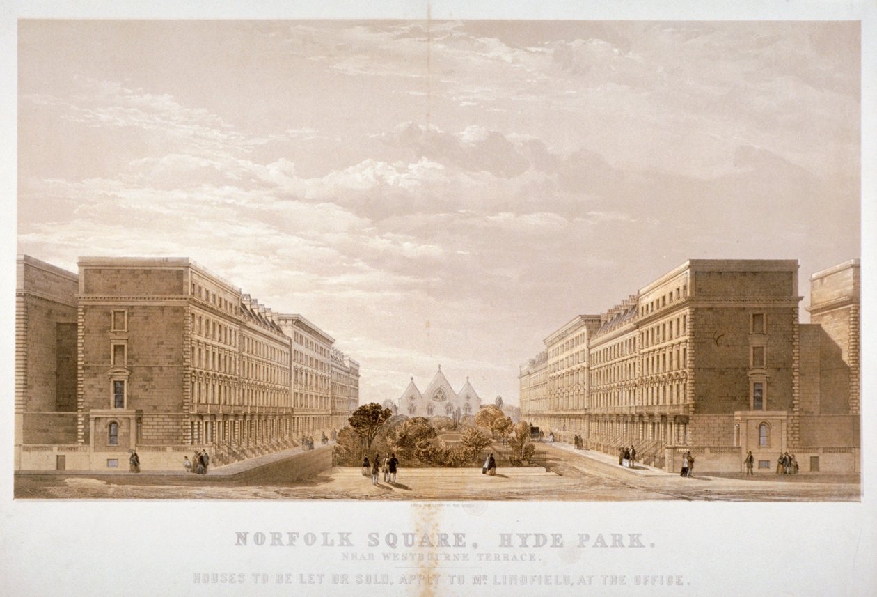 Inzerát domácího agenta na nemovitosti v Norfolk Square, Paddington, Londýn, c1870. od Day and Son