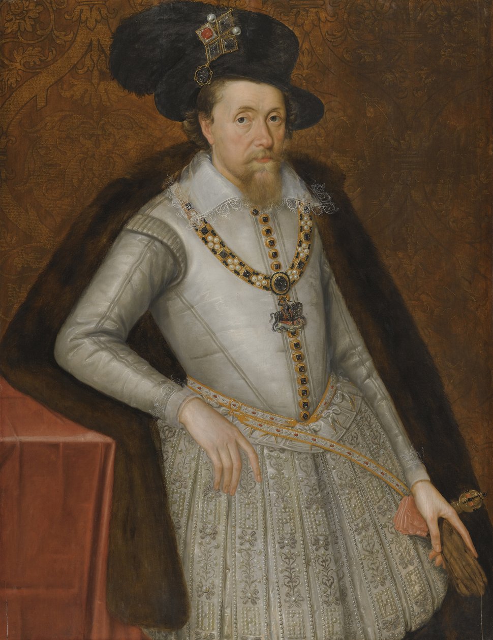 Portrét anglického krále Jakuba I. 1566-1625, počátek 17. století od De Critz