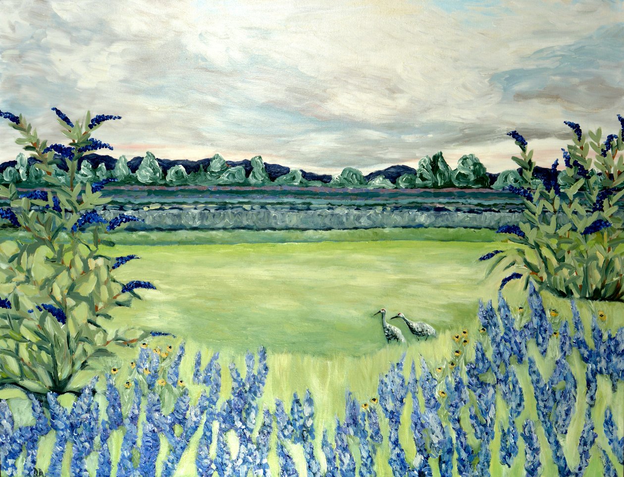 Levandulová pole, 2015 (akryl na plátně) od Deborah Eve Alastra