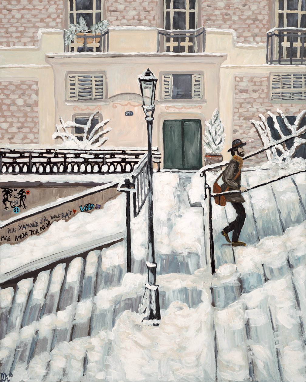 Montmartre Snow, 2018 (akryl na plátně) od Deborah Eve Alastra
