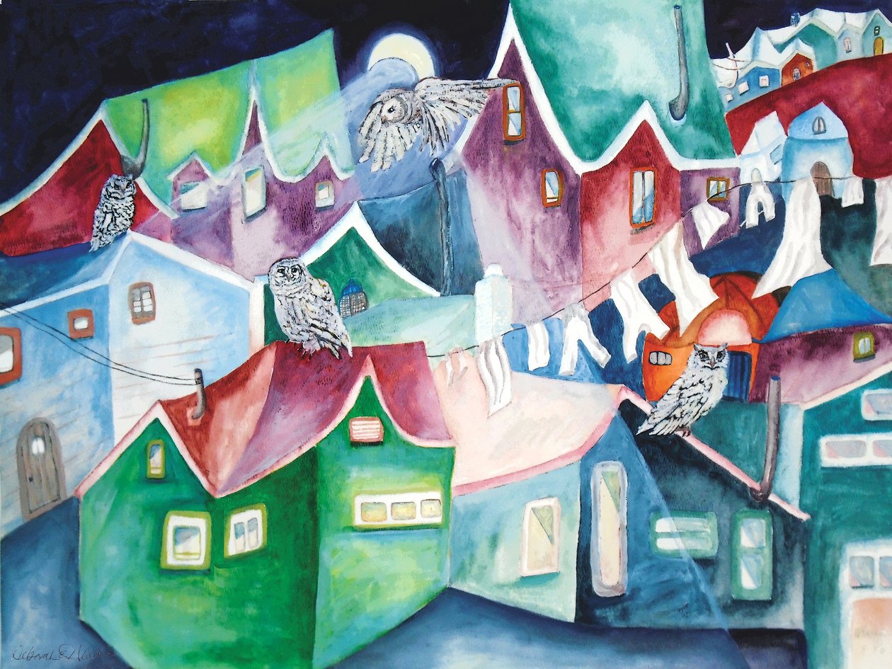 Noční sovy, 2015 (akvarel) od Deborah Eve Alastra