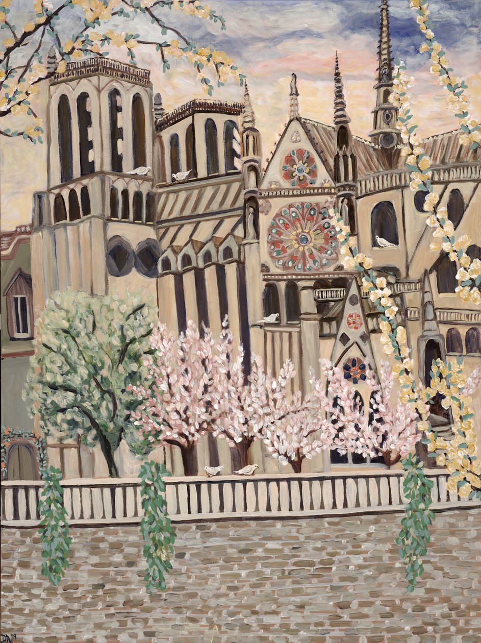 Holubice z Notre Dame, 2018 (akryl na plátně) od Deborah Eve Alastra