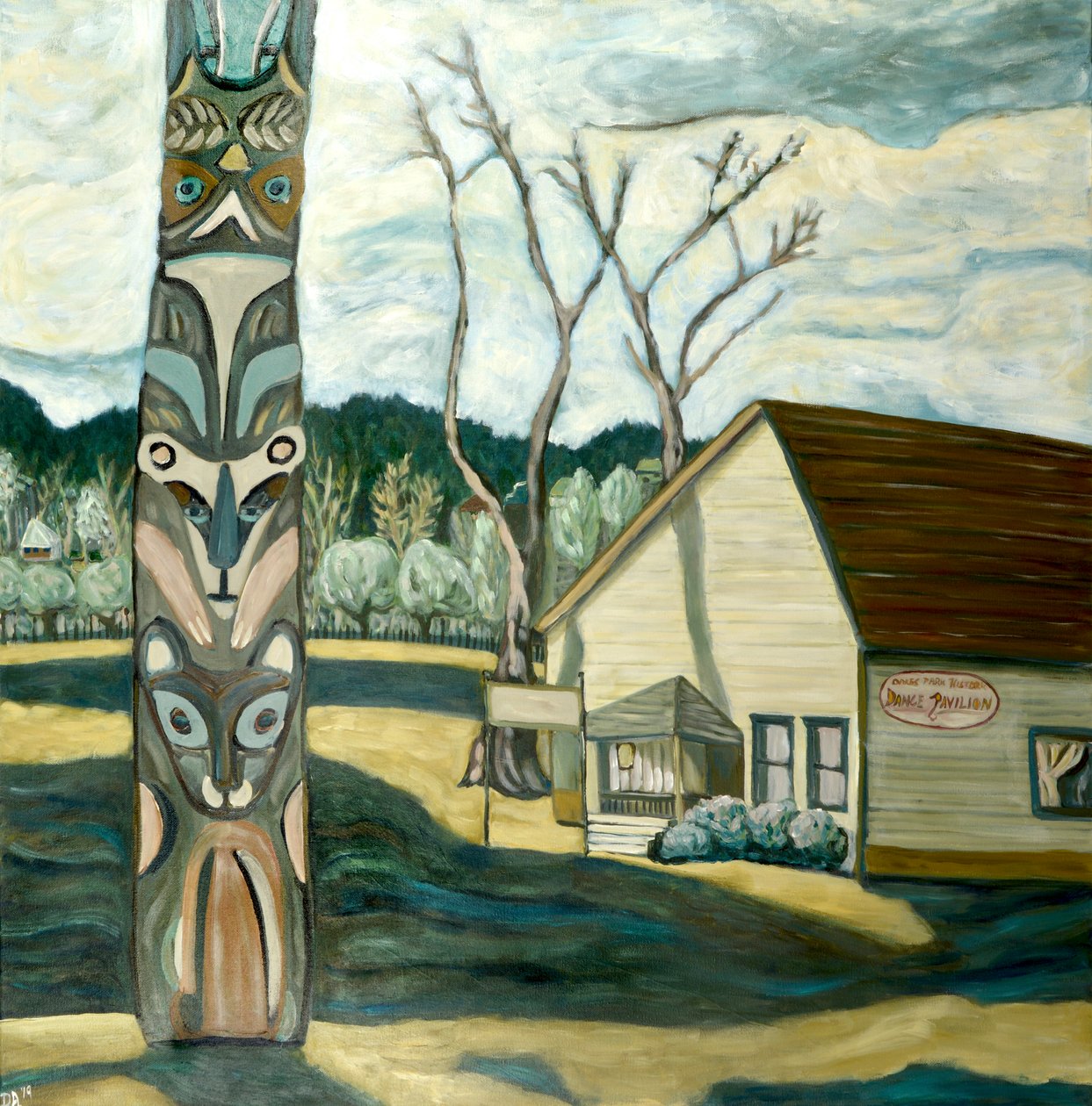 Totem dubů, 2019 (akryl na plátně) od Deborah Eve Alastra