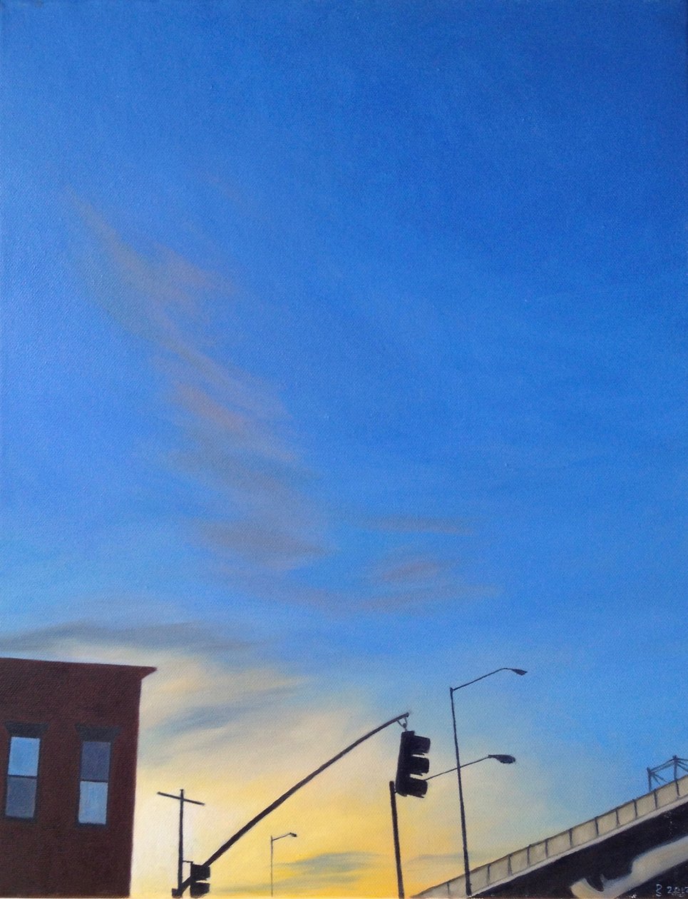 Brooklynský soumrak u BQE, 2012 (olej na plátně) od Deborah Stevenson