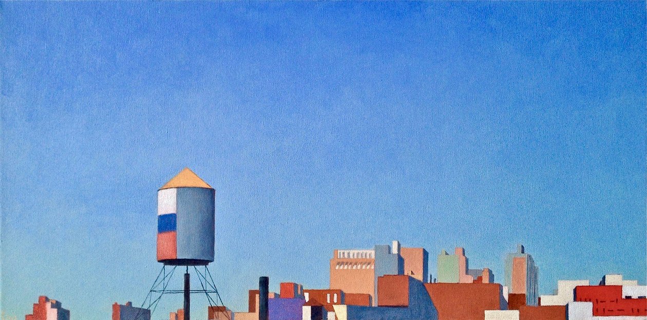 Pohled na Brooklyn ze 4-t, 2012 (olej na plátně) od Deborah Stevenson