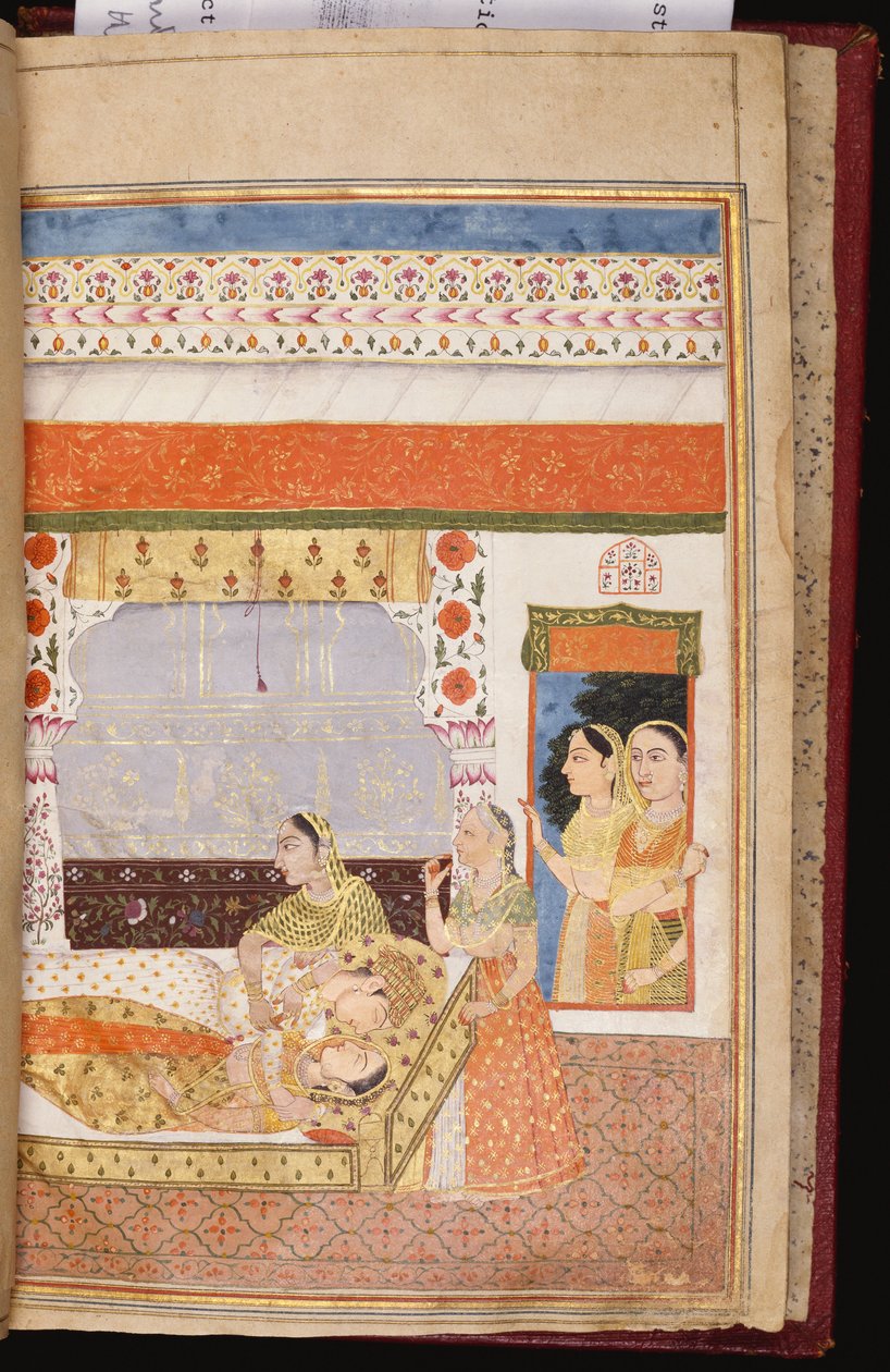 Hinduistický milostný příběh Manshara a Madha, kolem roku 1730 od Deccani School