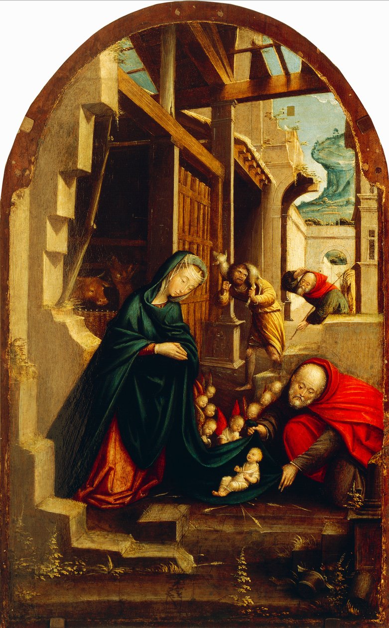 Narození Páně s adorujícími anděly a pastýři, od Defendente Ferrari (aktivní kolem 1500-1535) od Defendente Ferrari