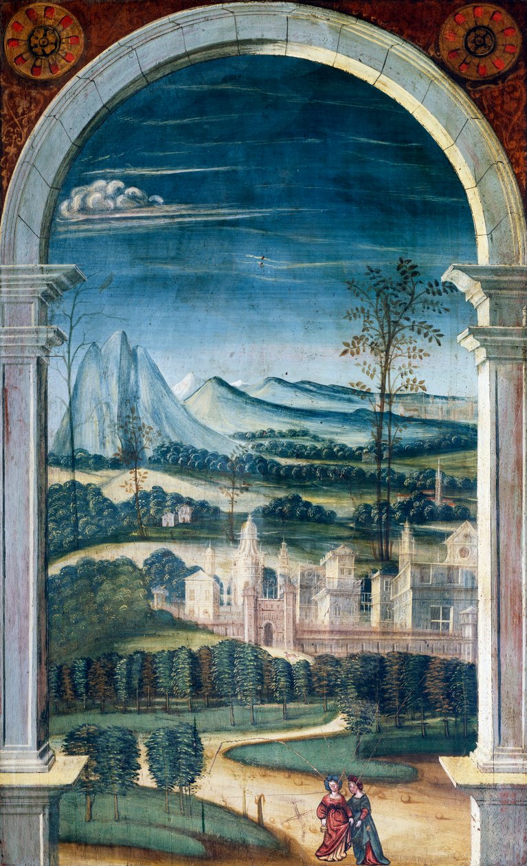Perspektiva namalovaná Defendente Ferrari (1480 nebo 1485-1540), na zadní části chóru z 16. století, kostel svatého Jeronýma, Biella, Itálie od Defendente Ferrari