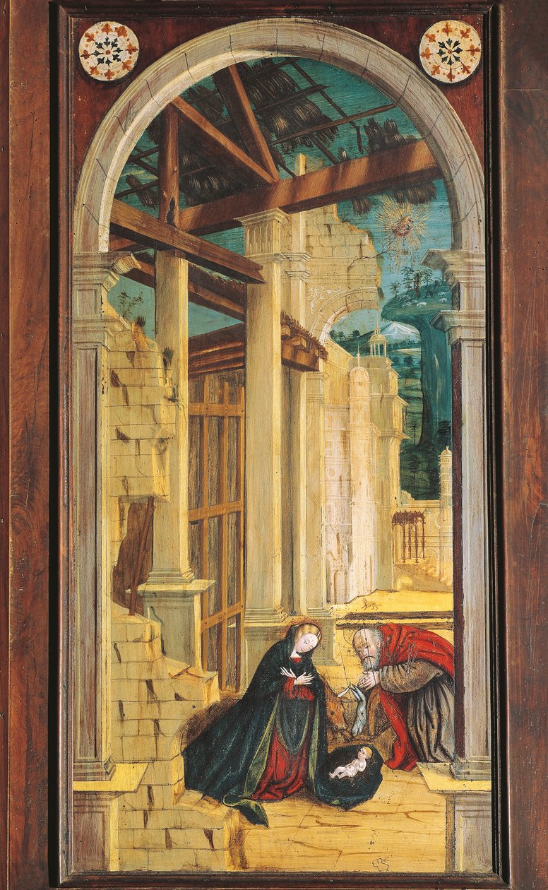 Perspektiva namalovaná Defendente Ferrari (1480 nebo 1485-1540), na zadní části chóru z 16. století, kostel svatého Jeronýma, Biella. Itálie od Defendente Ferrari
