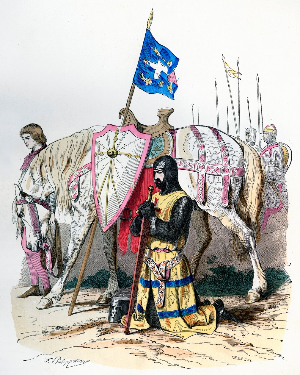 Rytíř, který se modlí před odjezdem na druhou křížovou výpravu, 1146 1882-1884. od Deghouy