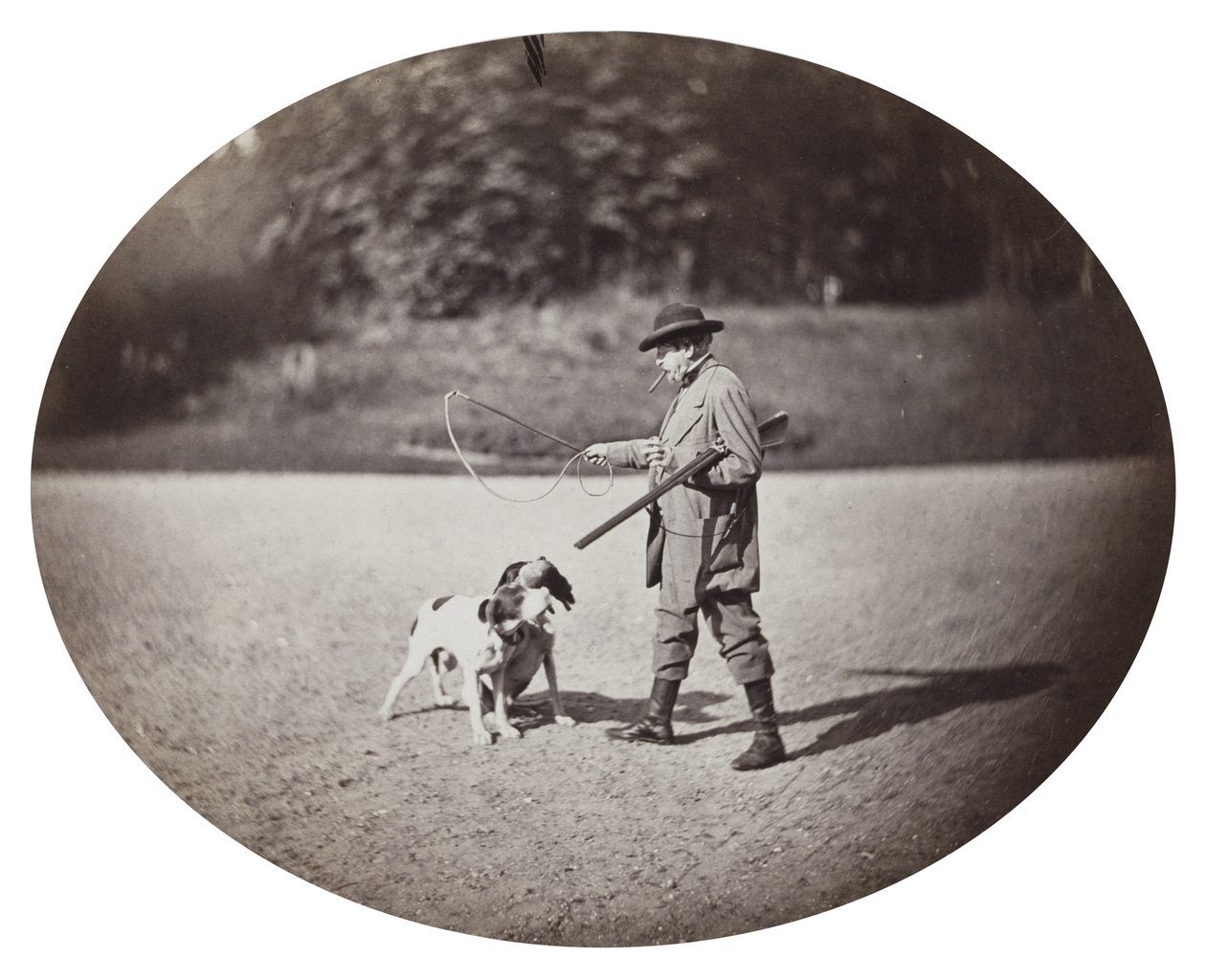 Hunter with Dogs, cca 1862 (albumen stříbrný tisk) od Delmaet and Durandelle