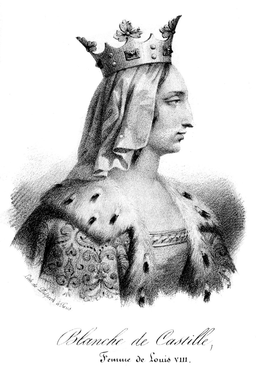 Blanche Kastilská, manželka francouzského Ludvíka VIII., 19. století. od Delpech