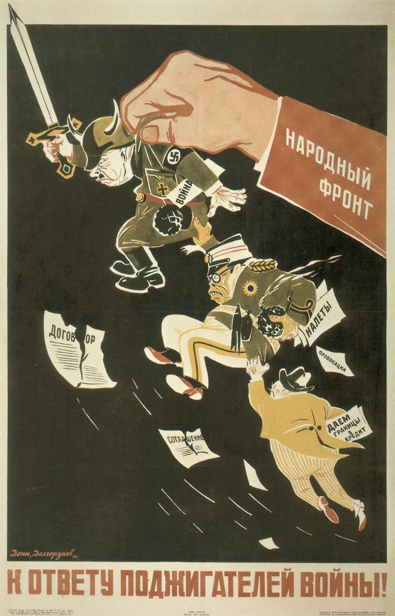 Lidová fronta. Podněcovatelé světové války musí být pohnáni k odpovědnosti, 1936 od Deni