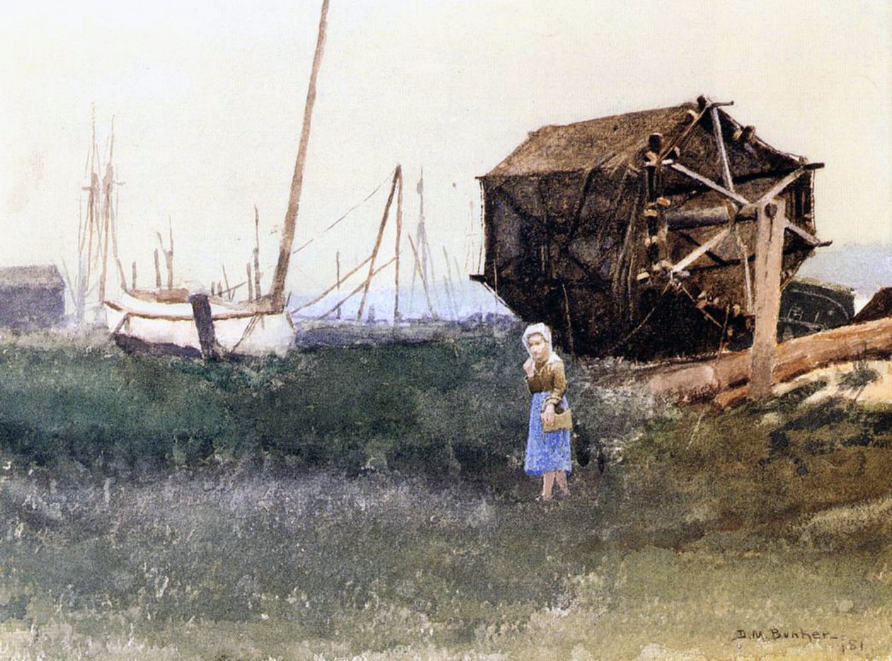 Sušení rybářských sítí, 1881 od Denis Miller Bunker